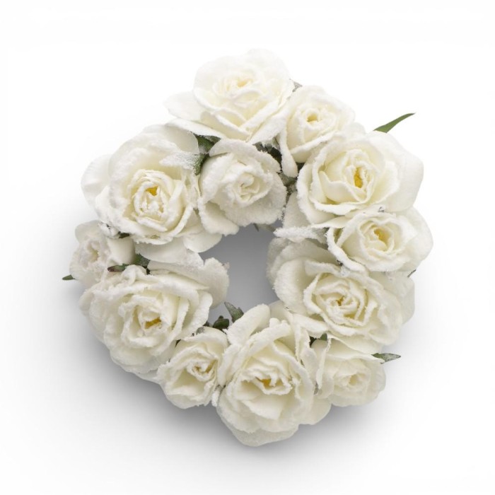 GIROCANDELA ROSE INNEVATO 18CM